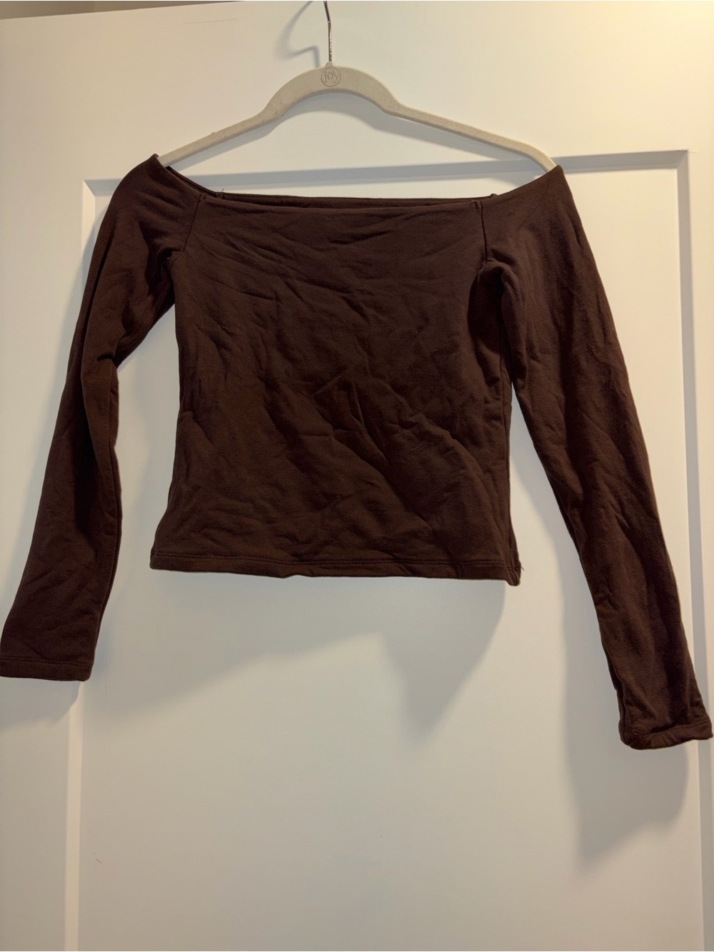 Abercrombie & Fitch Brown Off-Shoulder Long Sleeve Top